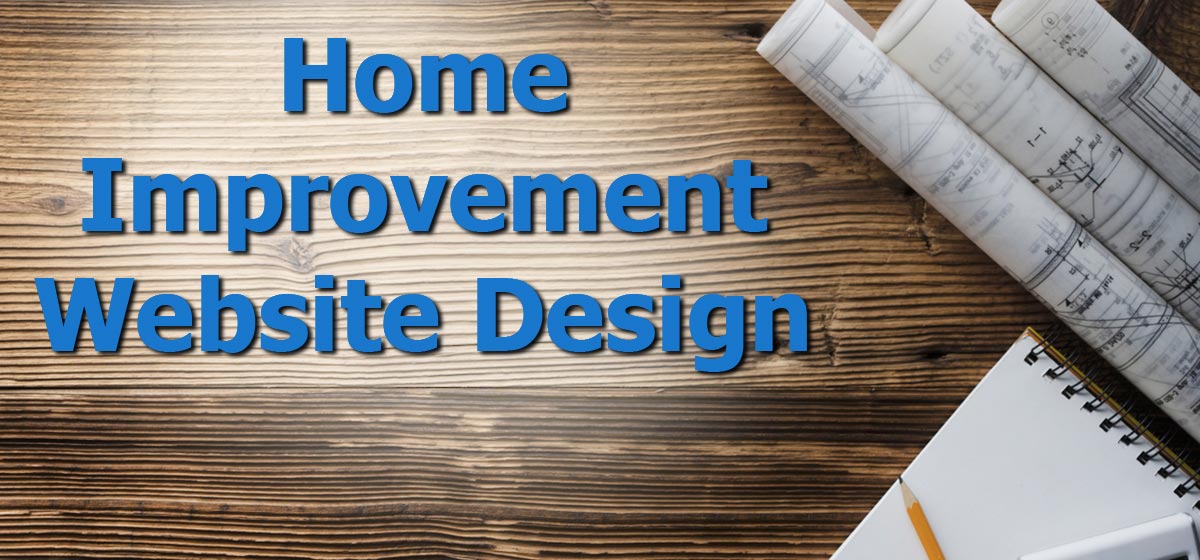 Home Improvement Website Design on Wood Background with Plans