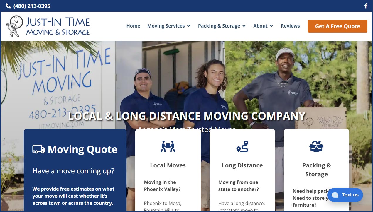 Moving Company Website Example Image