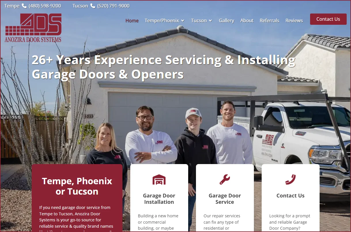 Website Design For Anozira Door Systems - Homepage