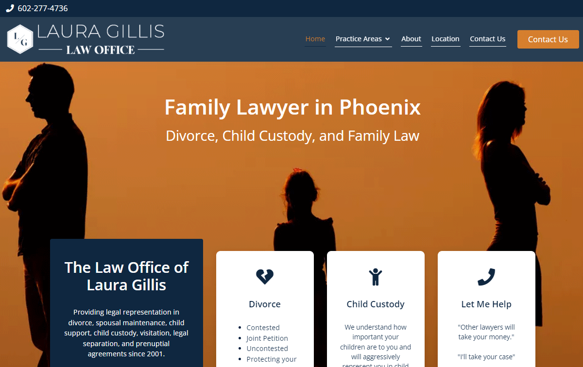 Family Law Website for Phoenix Attorney