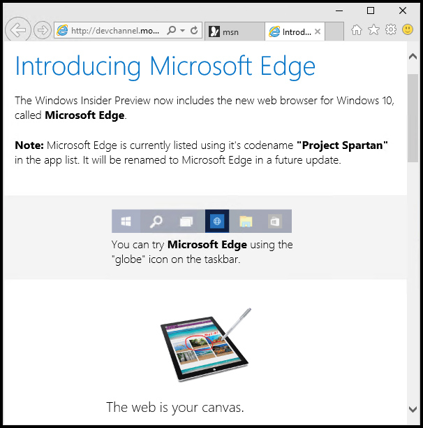 Windows 10 > IE11 Browser with Introduction to Edge Browser