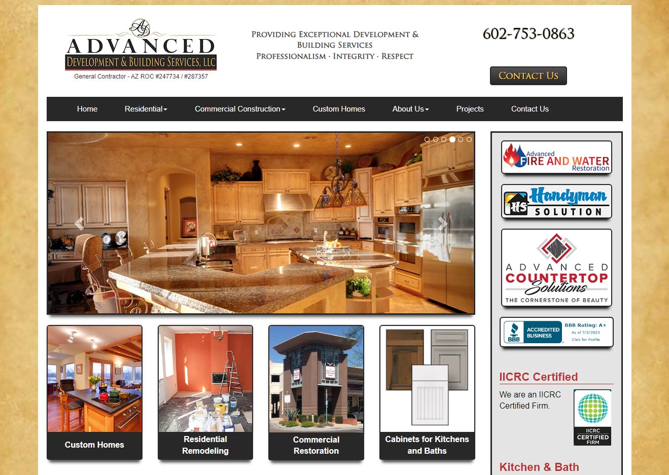 General Contractor Website Design for Phoenix Construction Company