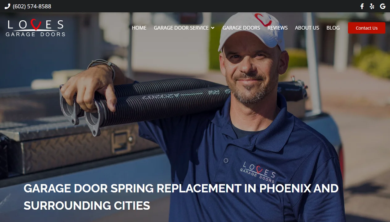 Loves Garage Doors Website - Spring Repair Page