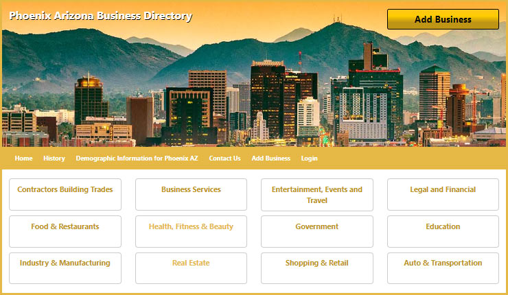 Phoenix Arizona Business Directory Website Redesign