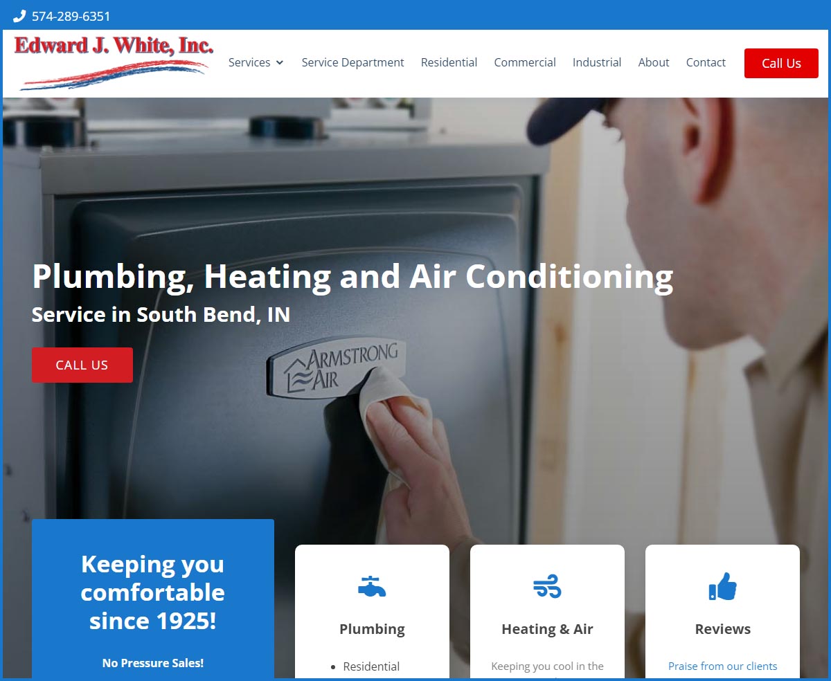 New Website for Plumbing, Heating & Cooling Contractor