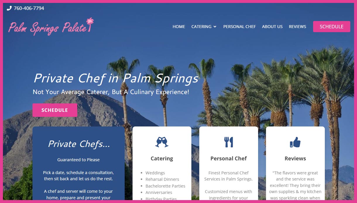 Website Design for Caterer Palm Springs Palate