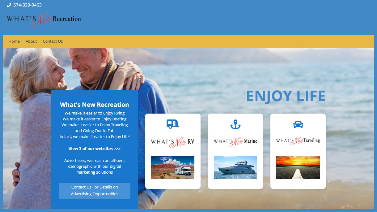 Website Design for What's New Recreation