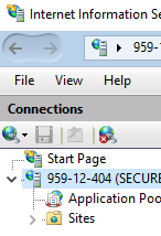Select the Server Name in IIS