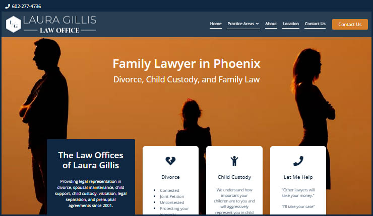 Website for Phoenix Family Law Attorney Laura Gillis
