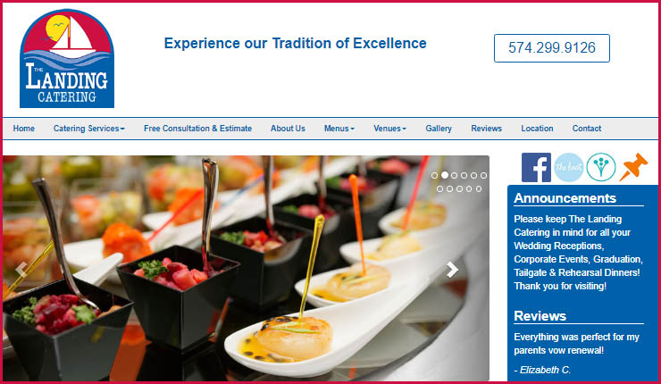 LandingCatering.com Website for a Venue and Catering Services