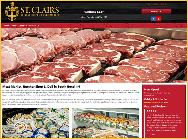 StClairsButcherShoppe.com Website for a Butcher Shoppe & Delicatessen