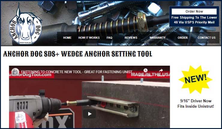 AnchorDogTool.com Website for a Tool Manufacturer