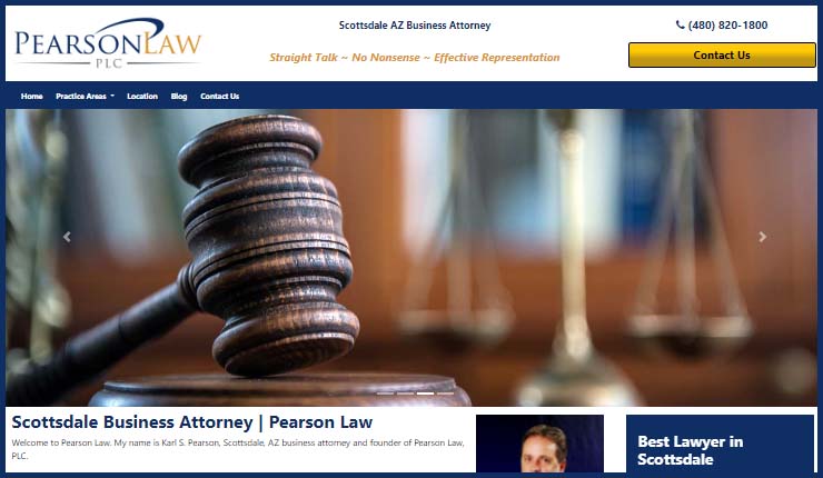 Website for Scottsdale Business Attorney Karl Pearson