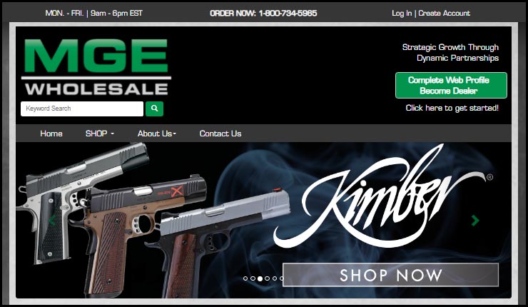 MGEwholesale Website for a Firearms Distributor