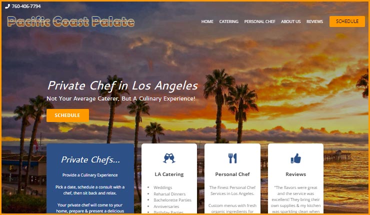 PacificCoastPalate.com Website for an LA Caterer Company