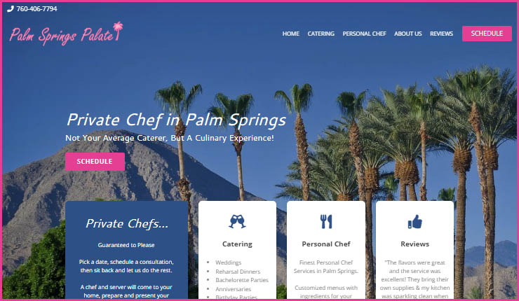 PalmSpringsPalate.com Website for a Palm Springs Caterer